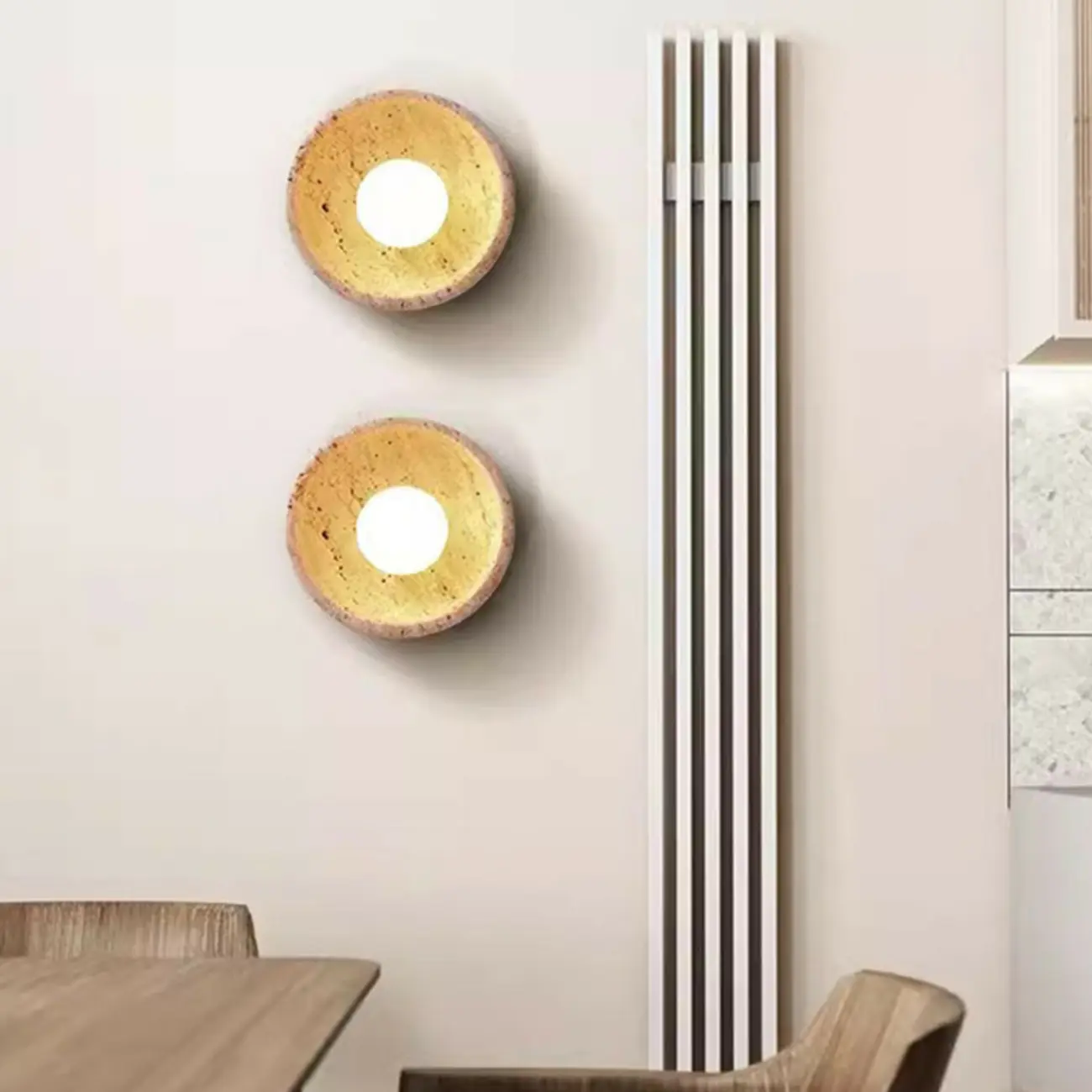 Rustic Stone Shade Adjustable Wooden Swing Arm Wall Light | homeyfad