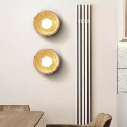 Rustic Stone Shade Adjustable Wooden Swing Arm Wall Light