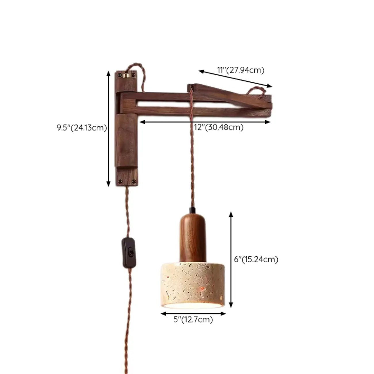 Vintage Wood Wall Light with Beige Glass Shade Image - 15 | homeyfad