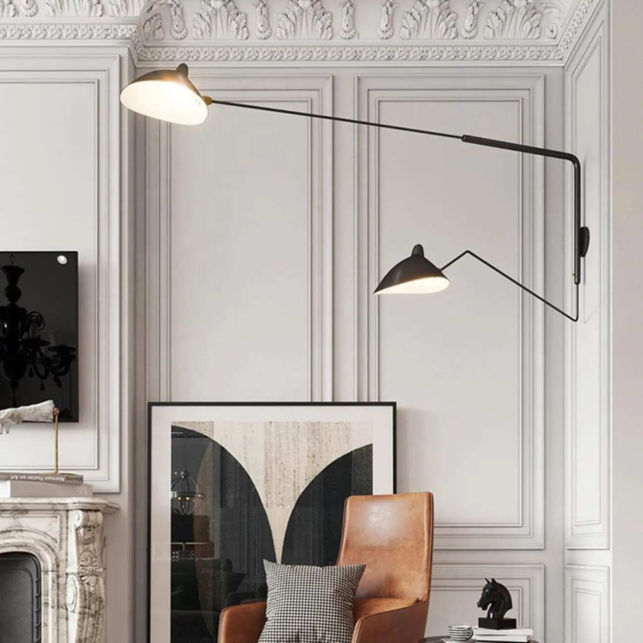 2-Light and 1-Light Metal Black Swing Arm Wall Light Image - 1 | homeyfad