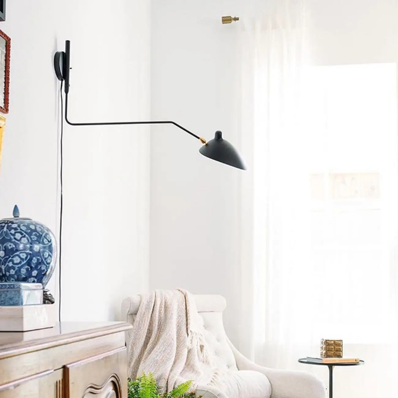 2-Light and 1-Light Metal Black Swing Arm Wall Light Image - 3 | homeyfad