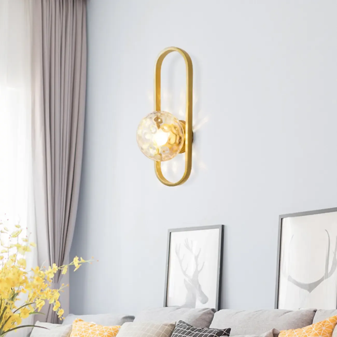 Modern Gold Wall Light with Glass Shade for Indoor Image - 1