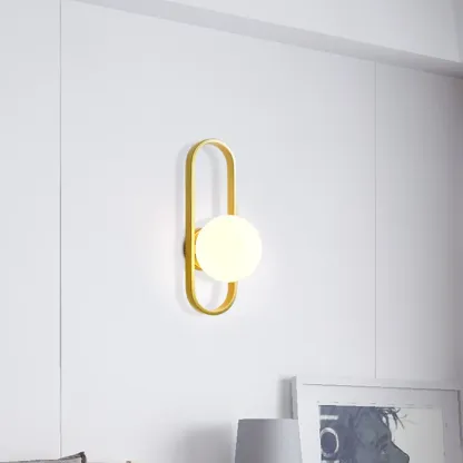 Modern Gold Wall Light with Glass Shade for Indoor Image - 4