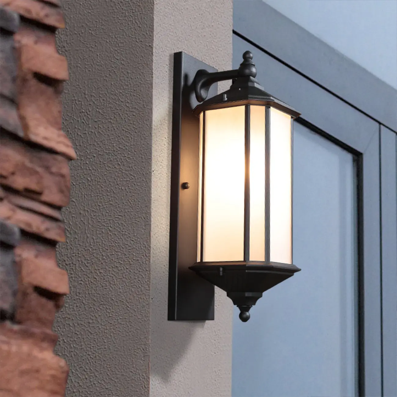 Modern Metal Geometric Frosted Glass LED Outdoor Wall Light | homeyfad