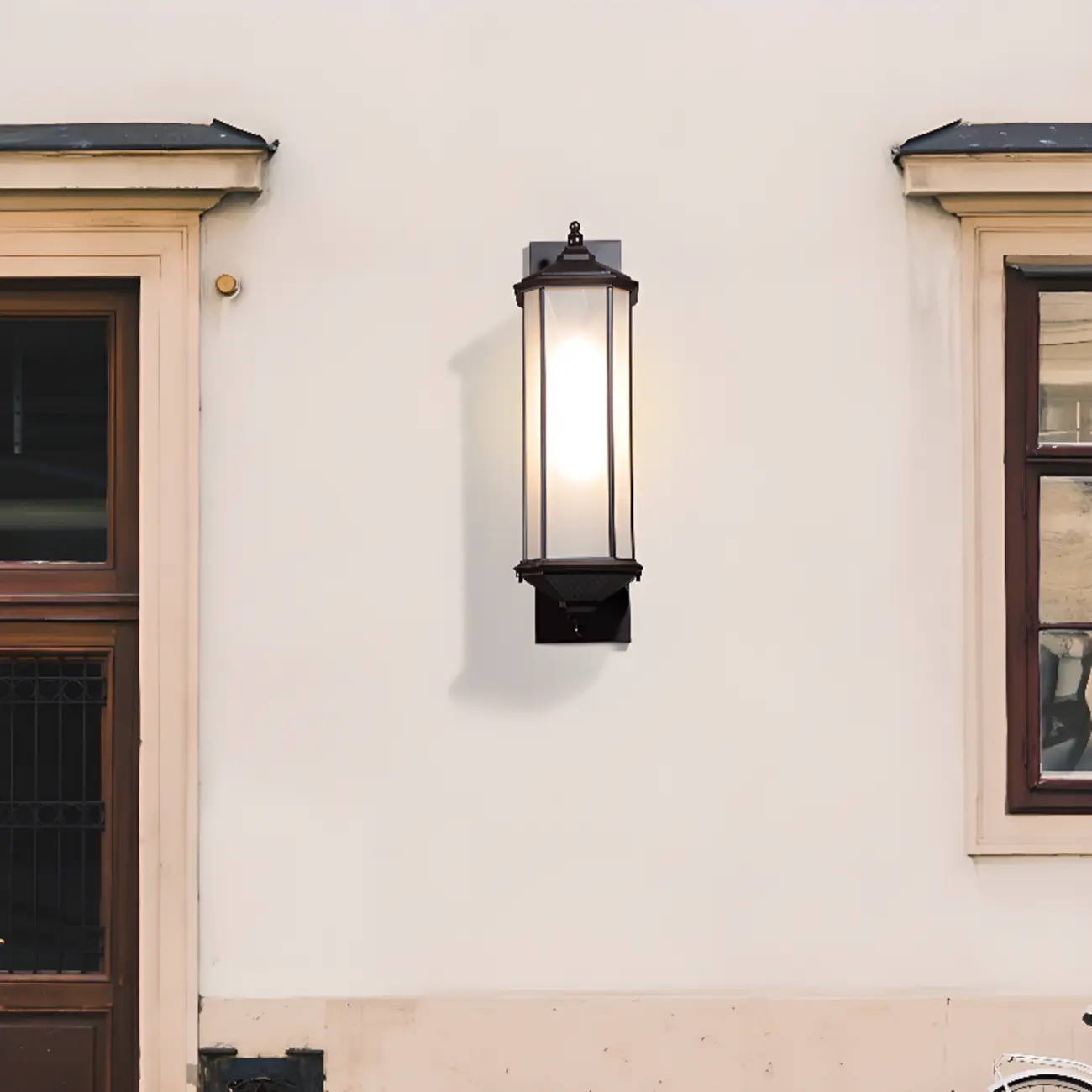 Modern Metal Geometric Frosted Glass LED Outdoor Wall Light | homeyfad