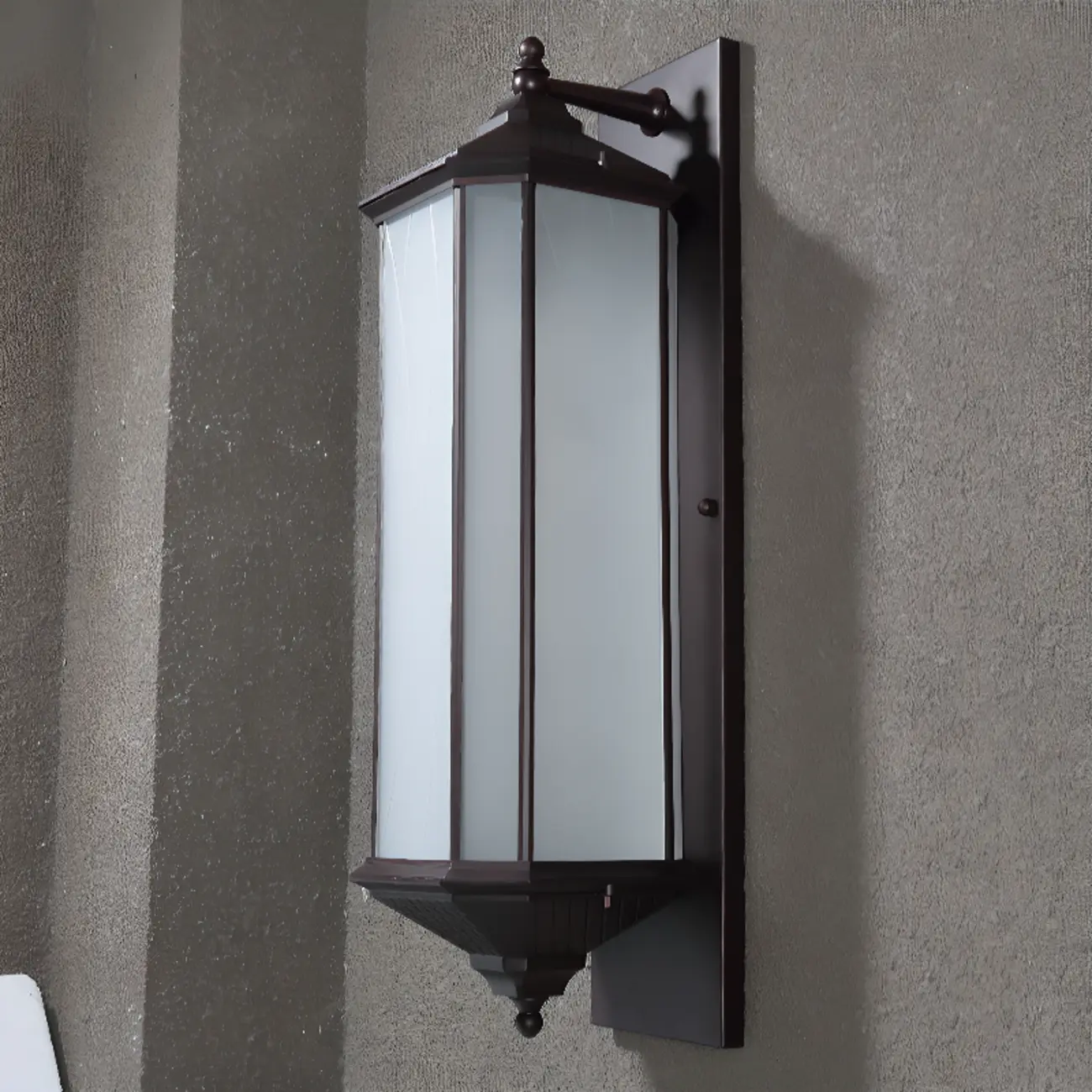 Modern Metal Geometric Frosted Glass LED Outdoor Wall Light | homeyfad