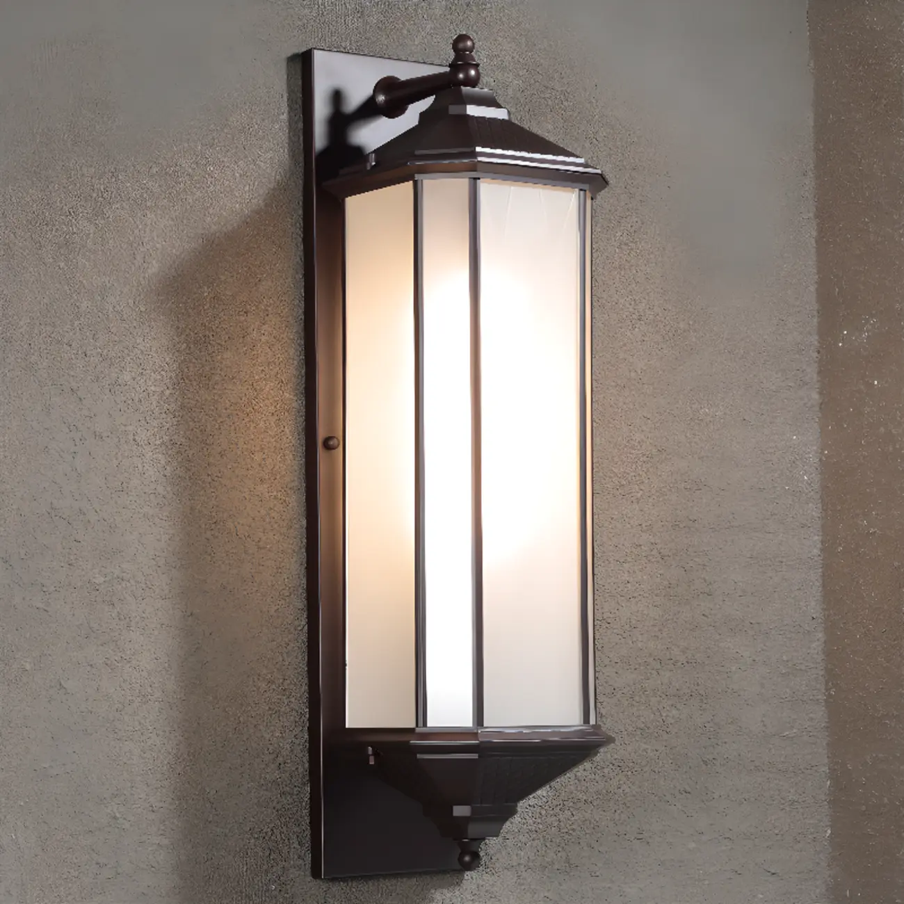 Modern Metal Geometric Frosted Glass LED Outdoor Wall Light | homeyfad