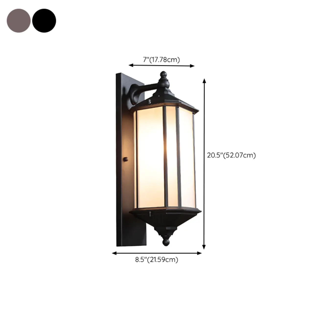 Modern Metal Geometric Frosted Glass LED Outdoor Wall Light #size