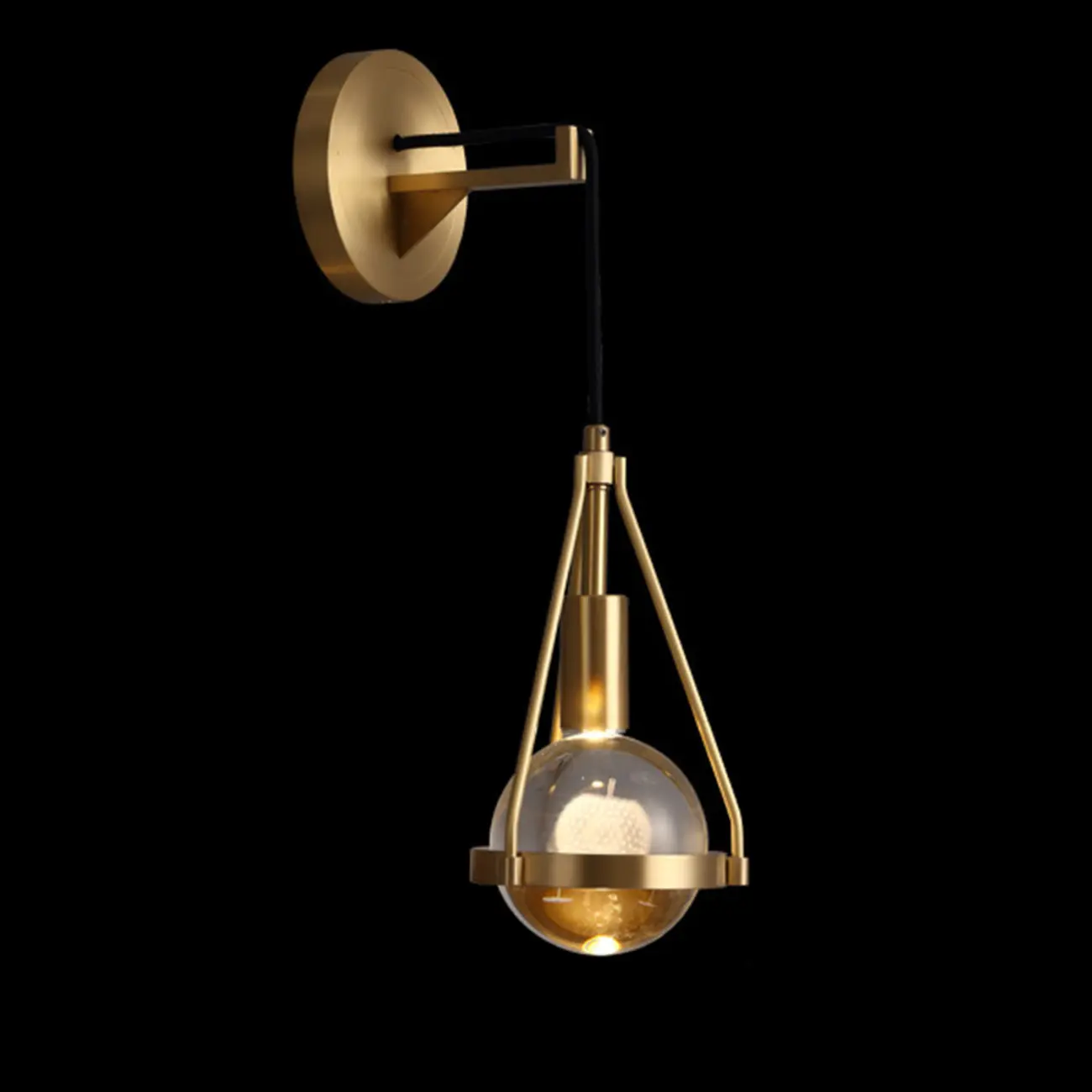 Modern Brass Wall Sconce with Crystal Shade for Indoors Image - 6 | homeyfad