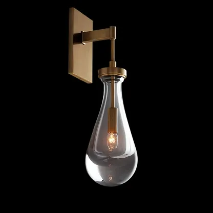 Modern Brass Wall Sconce with Crystal Shade for Indoors Image - 7