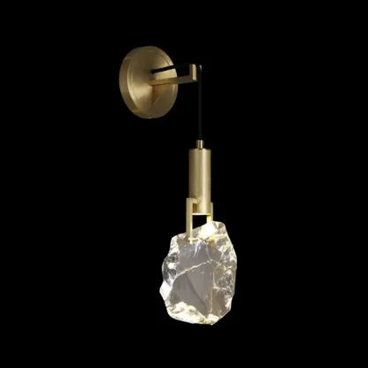 Modern Brass Wall Sconce with Crystal Shade for Indoors Image - 9