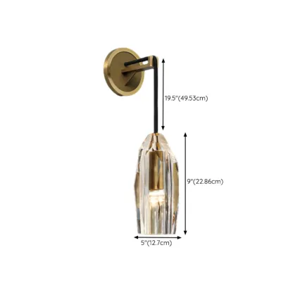 Modern Brass Wall Sconce with Crystal Shade for Indoors Image - 20