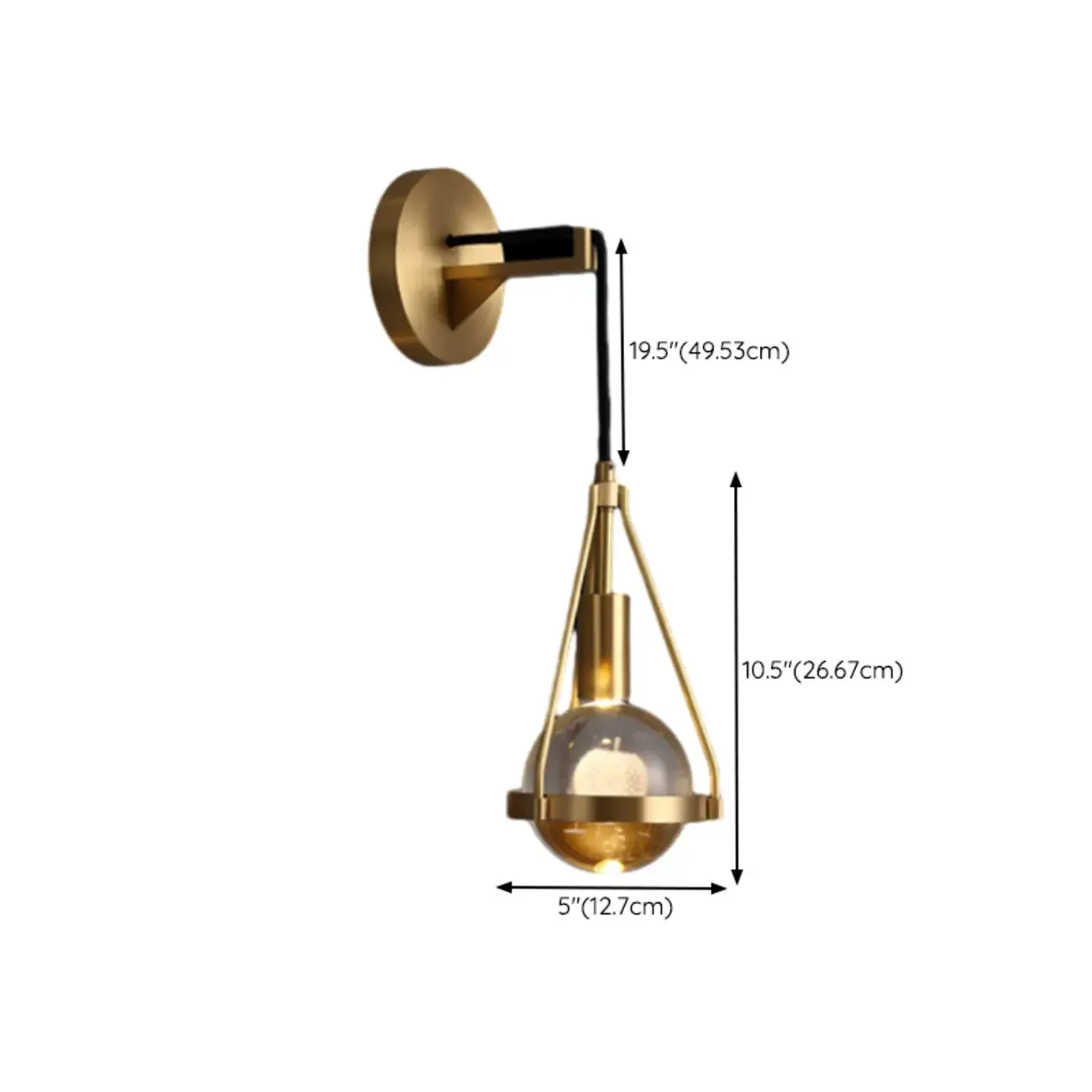 Modern Brass Wall Sconce with Crystal Shade for Indoors Image - 21