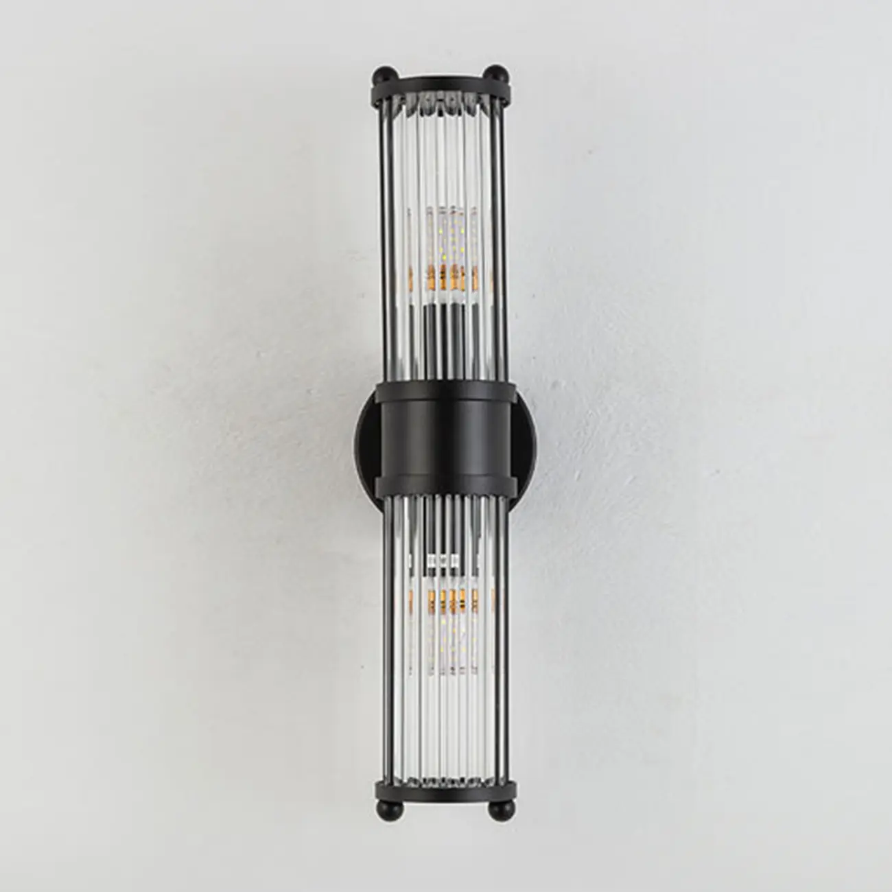 Vertical Brass Glass Cylinder Wall Sconce Image - 6 | homeyfad