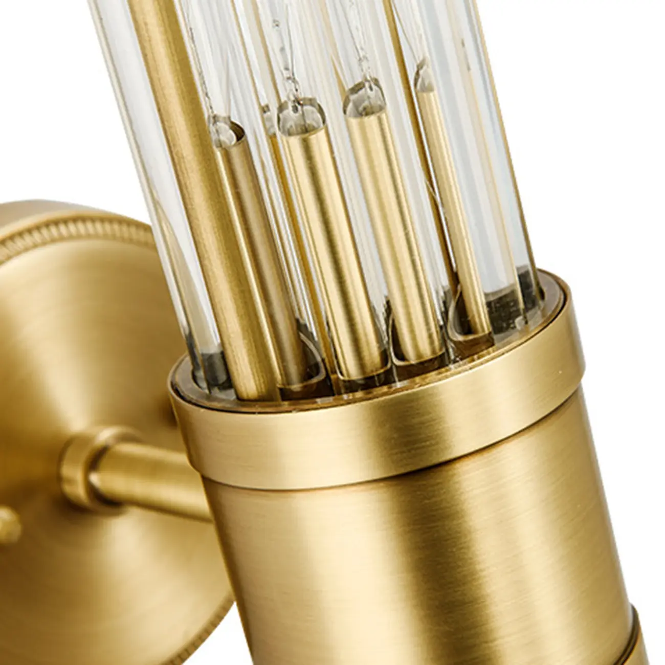 Vertical Brass Glass Cylinder Wall Sconce Image - 9 | homeyfad