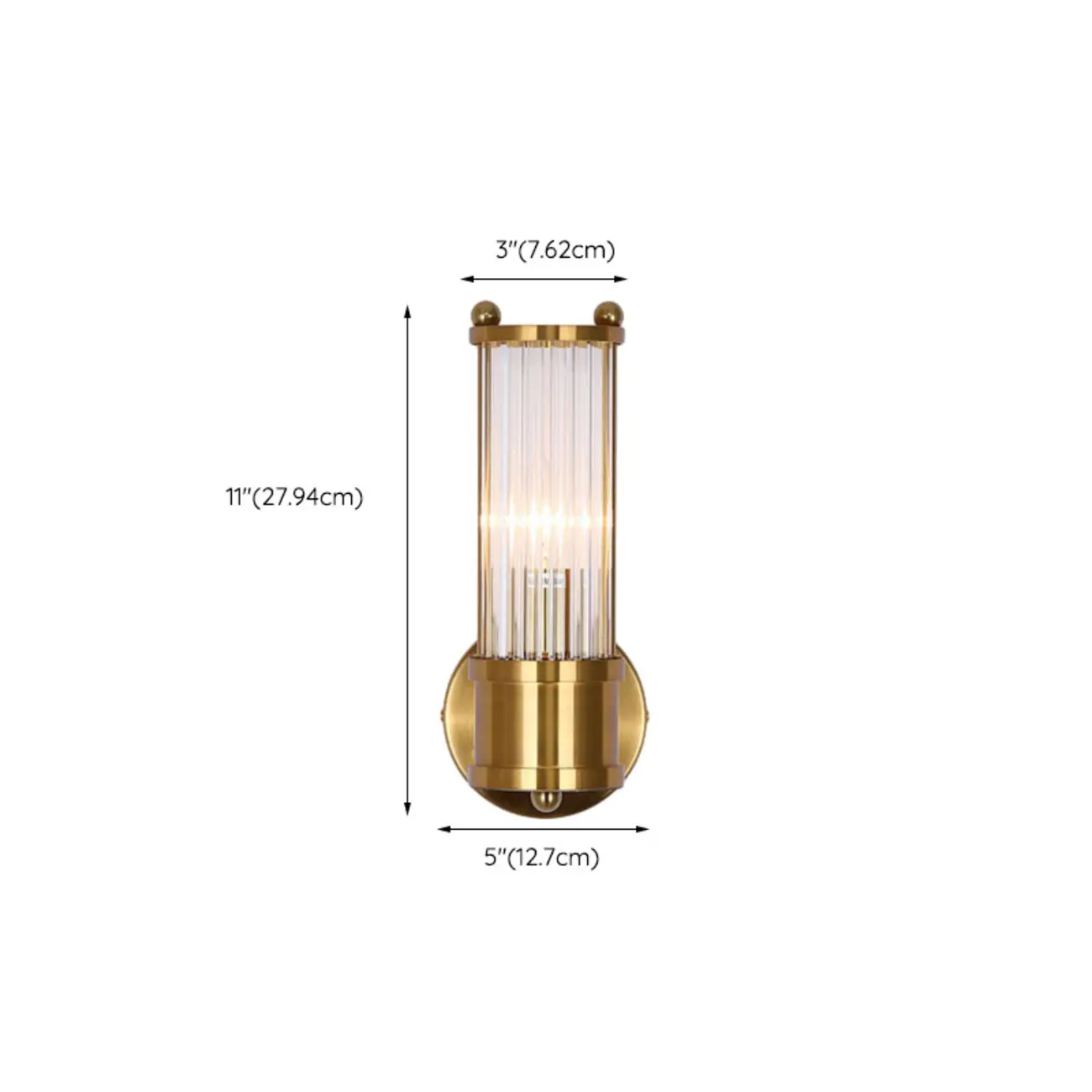 Vertical Brass Glass Cylinder Wall Sconce Image - 11 | homeyfad