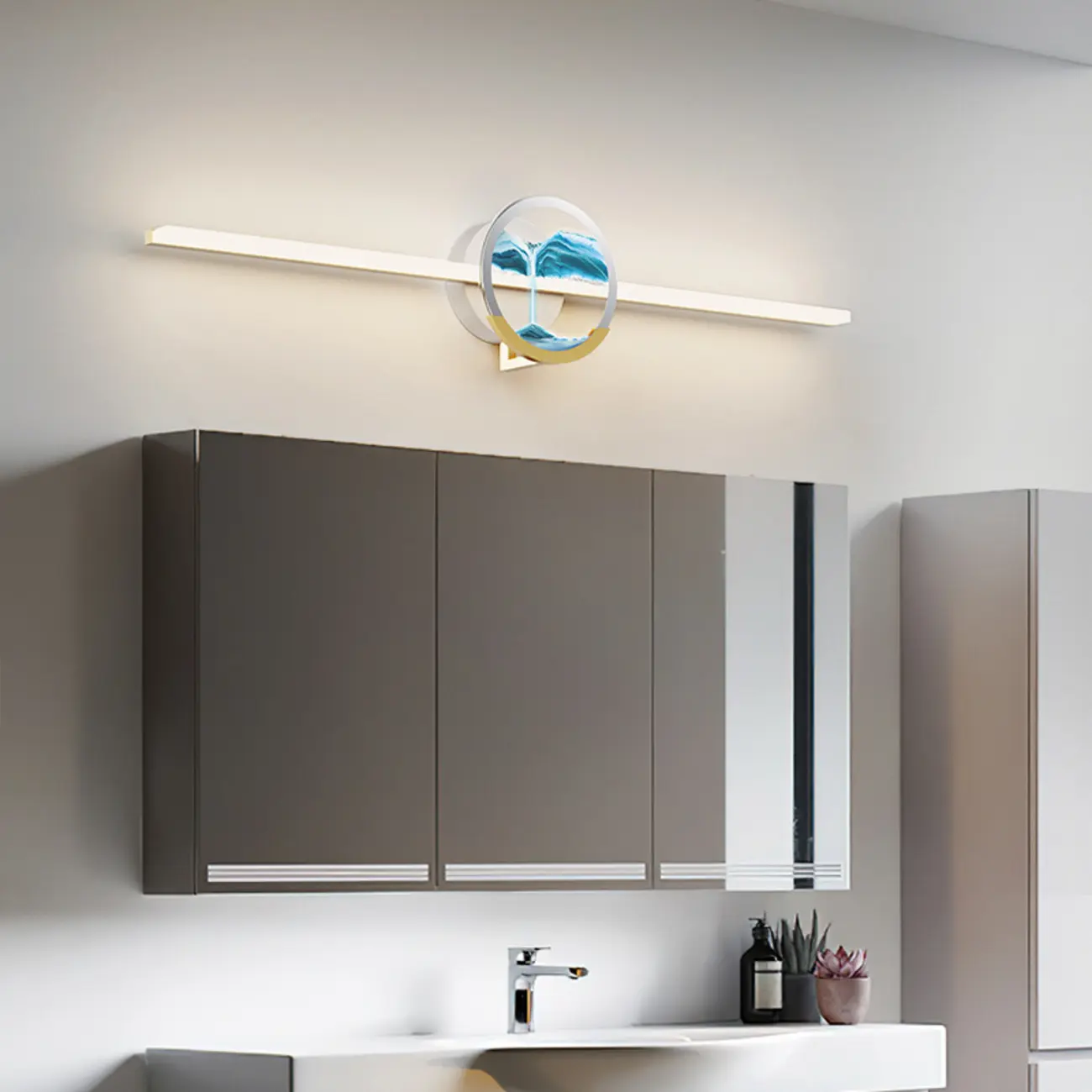 Dimmable Glass Bathroom Vanity Light with Integrated LED | homeyfad