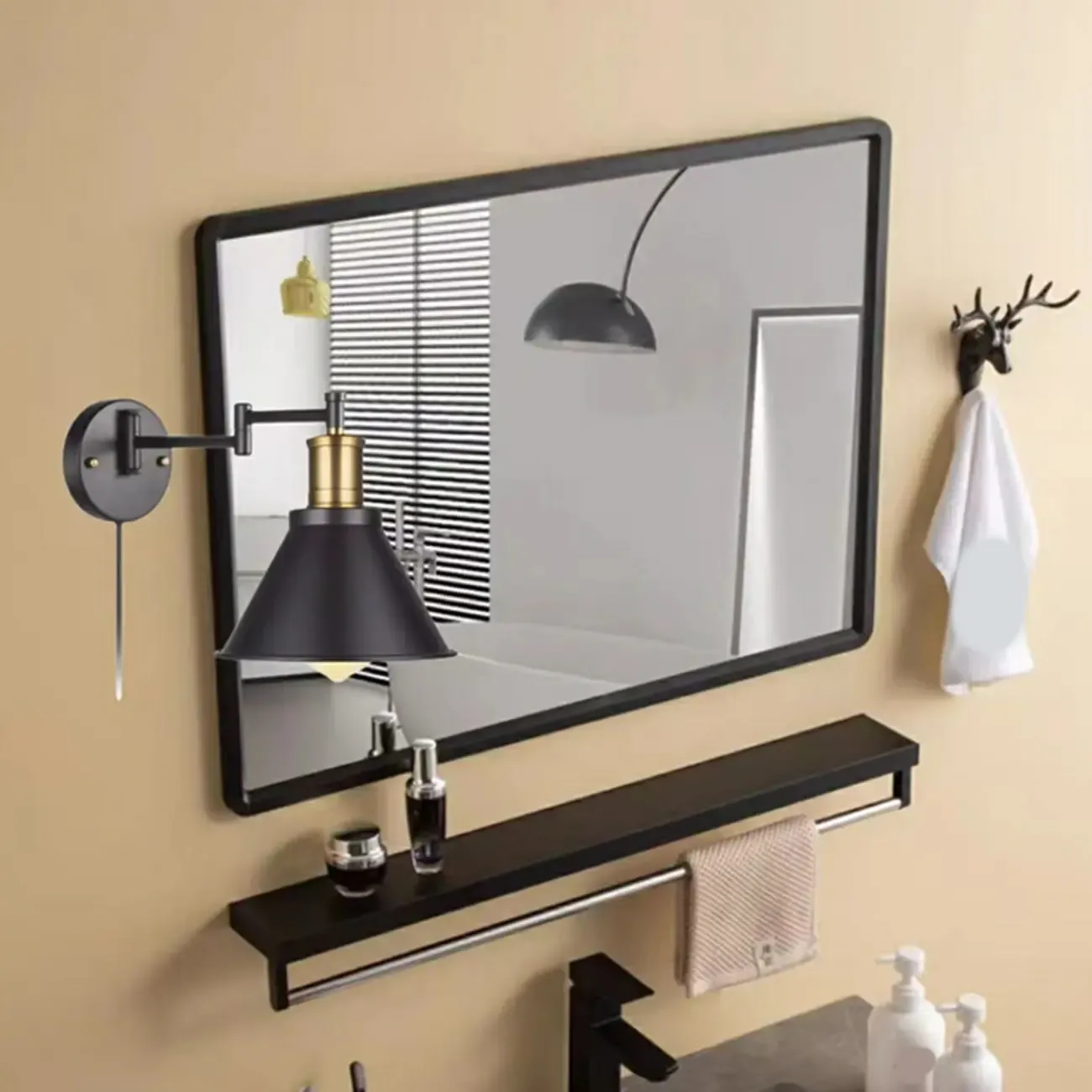 Conical Modern Extendable Vanity Light for Bathroom Image - 2