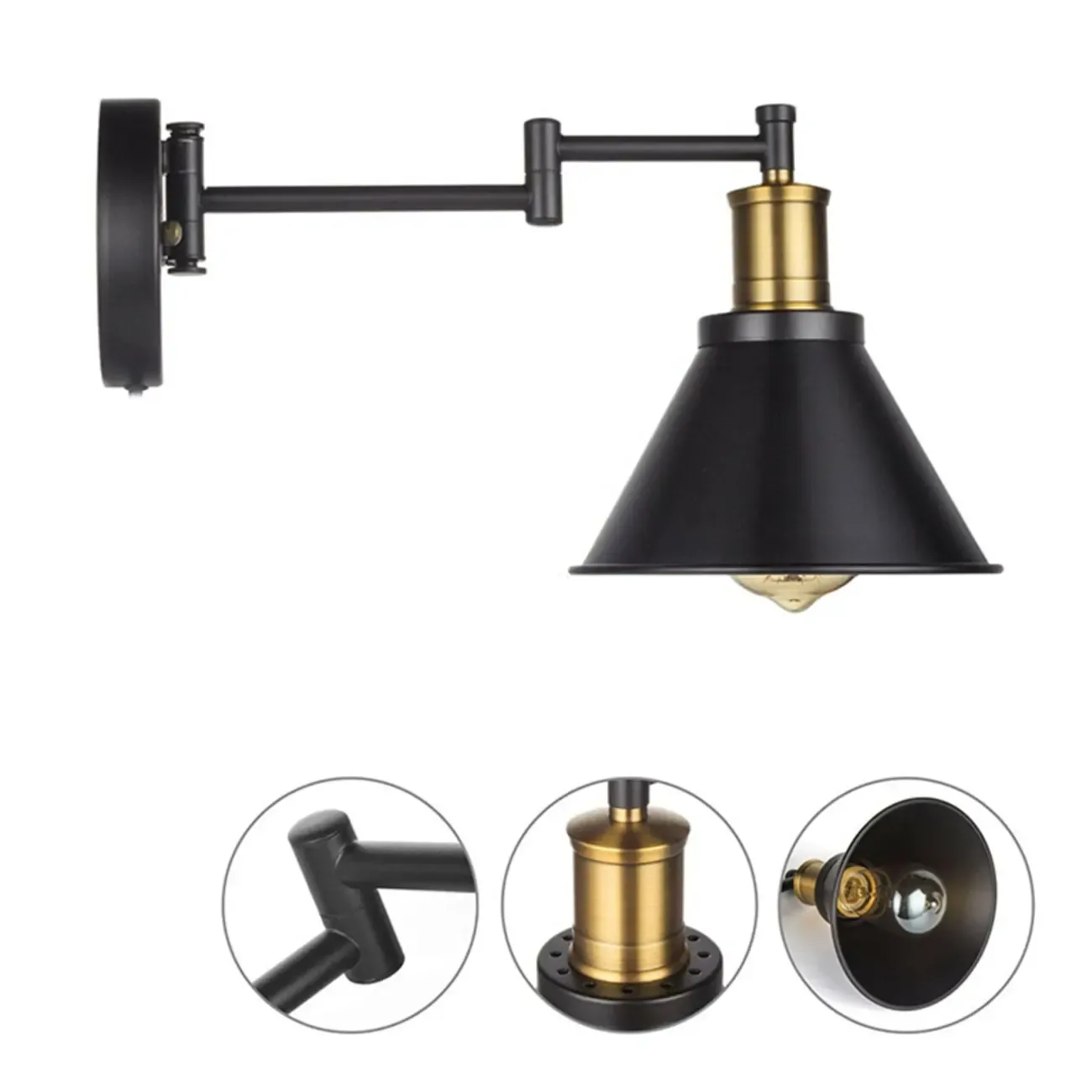 Conical Modern Extendable Vanity Light for Bathroom Image - 9