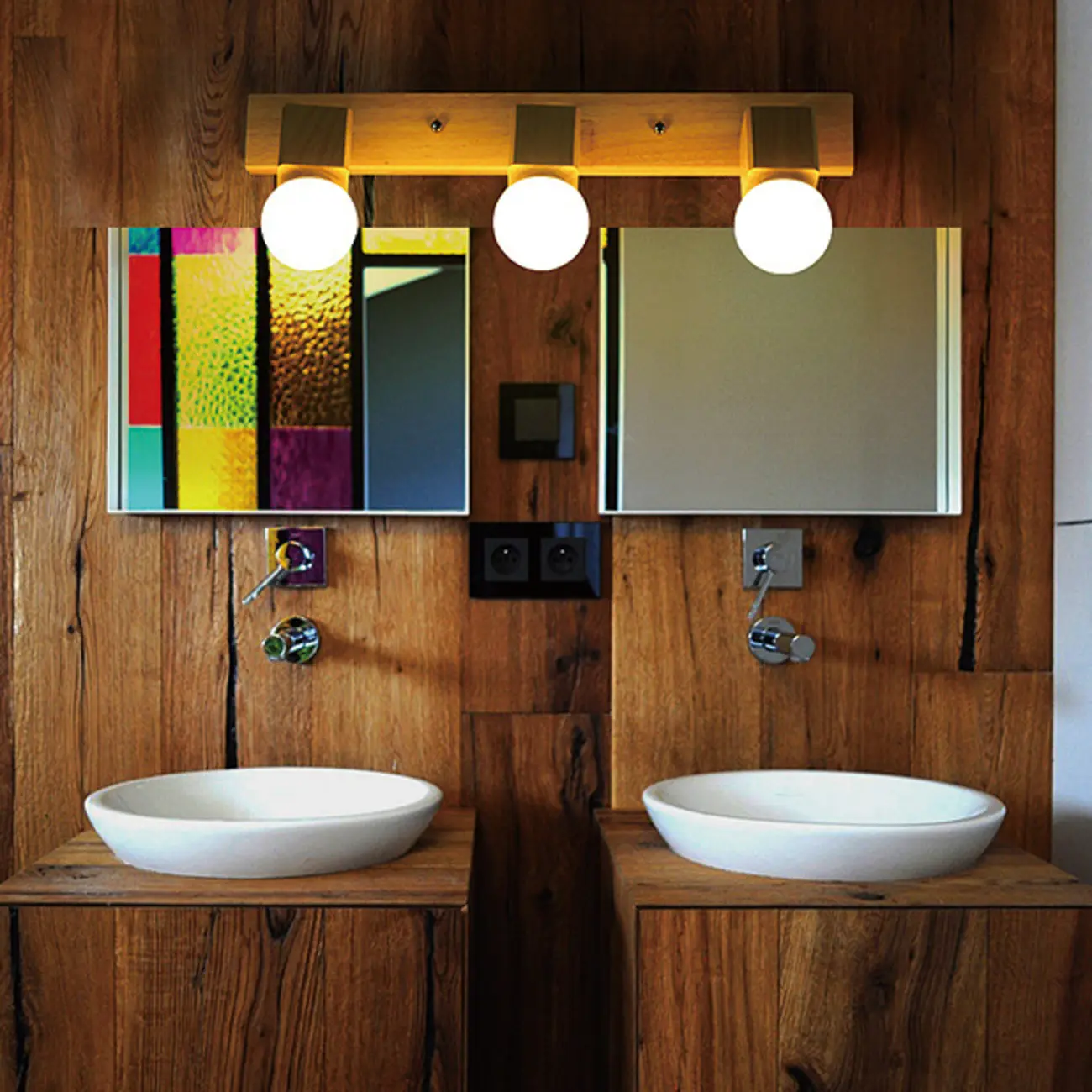 Modern Wooden Multi-Light Bathroom Vanity Light with Hardwired Image - 5 | homeyfad