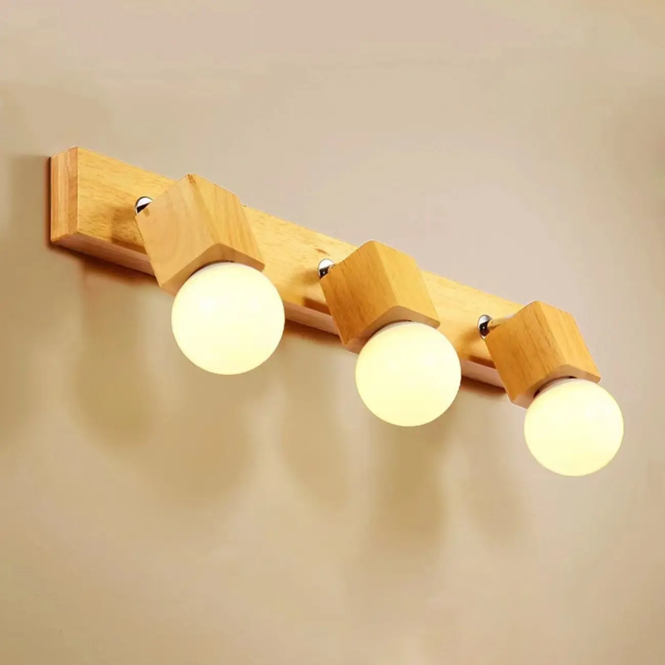 Modern Wooden Multi-Light Bathroom Vanity Light with Hardwired Image - 8 | homeyfad
