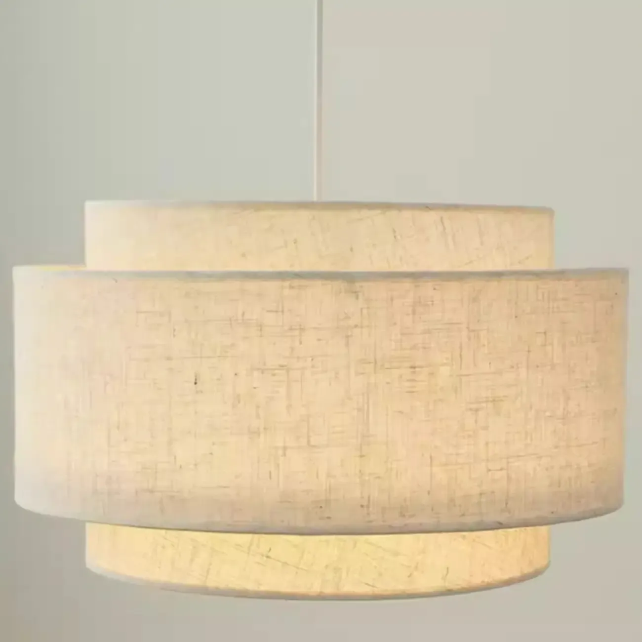 Beige Layered Elegance Fabric Pendant Light for Dining Area Image - 8