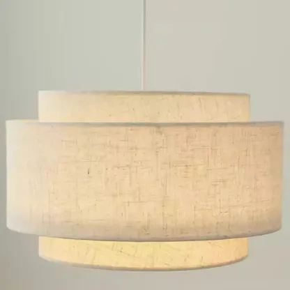 Beige Layered Elegance Fabric Pendant Light for Dining Area Image - 8