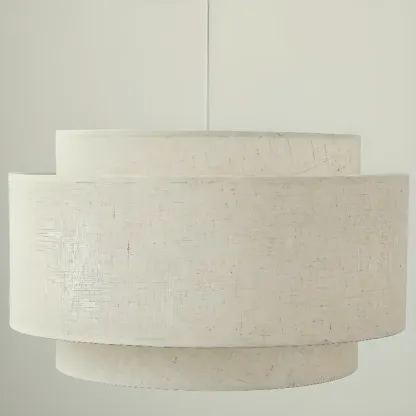 Beige Layered Elegance Fabric Pendant Light for Dining Area Image - 9