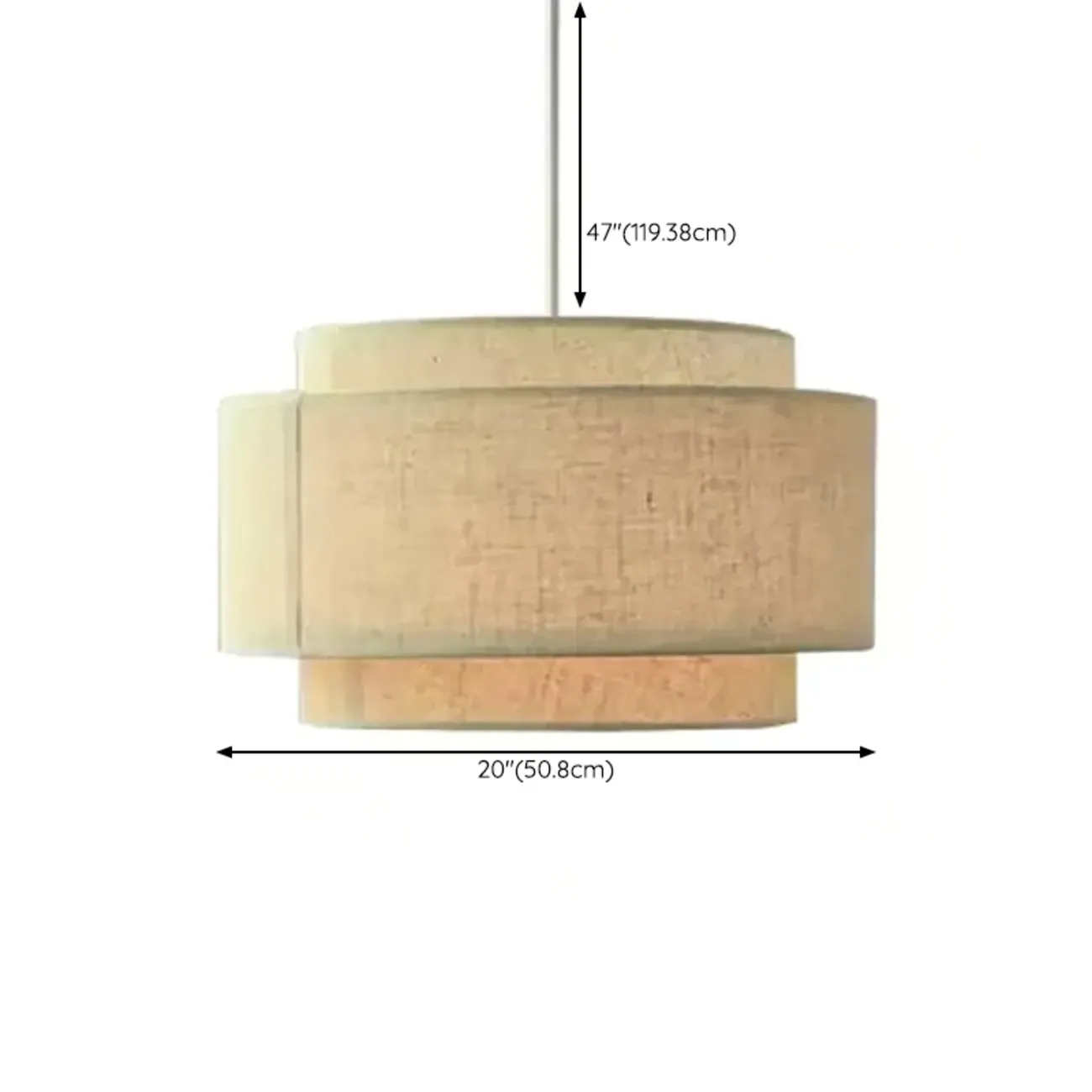 Beige Layered Elegance Fabric Pendant Light for Dining Area #size