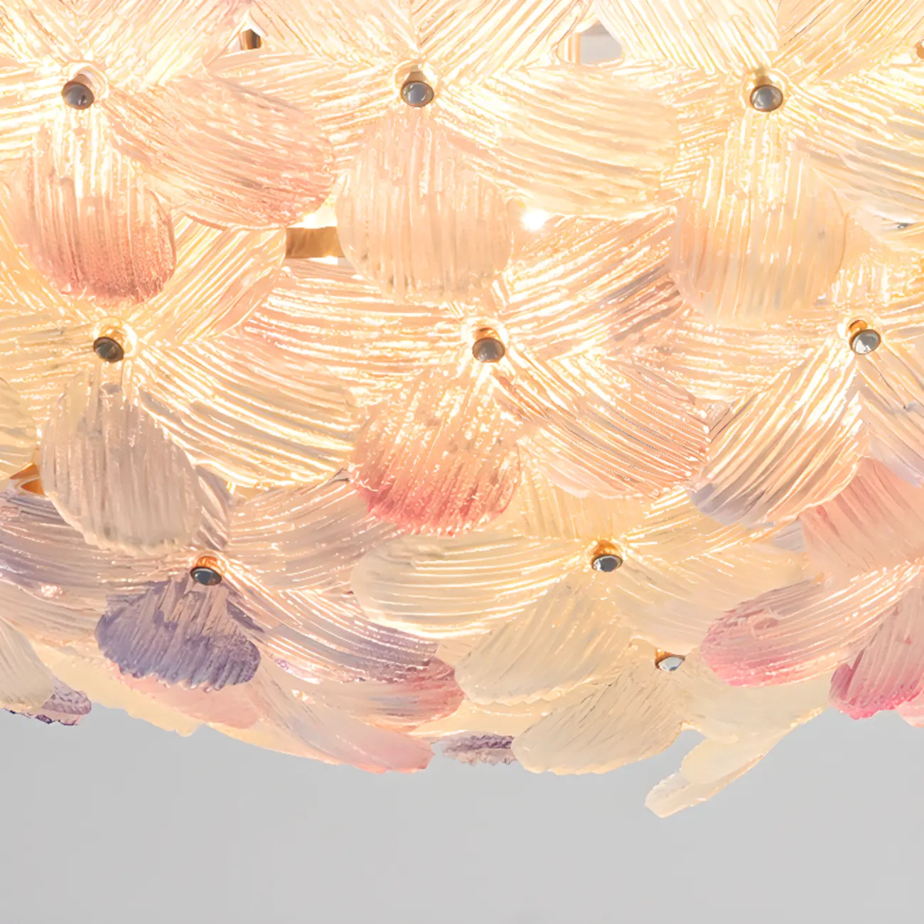 Modern Floral Glass Shade Round Gold Flush Ceiling Light Image - 26 | homeyfad