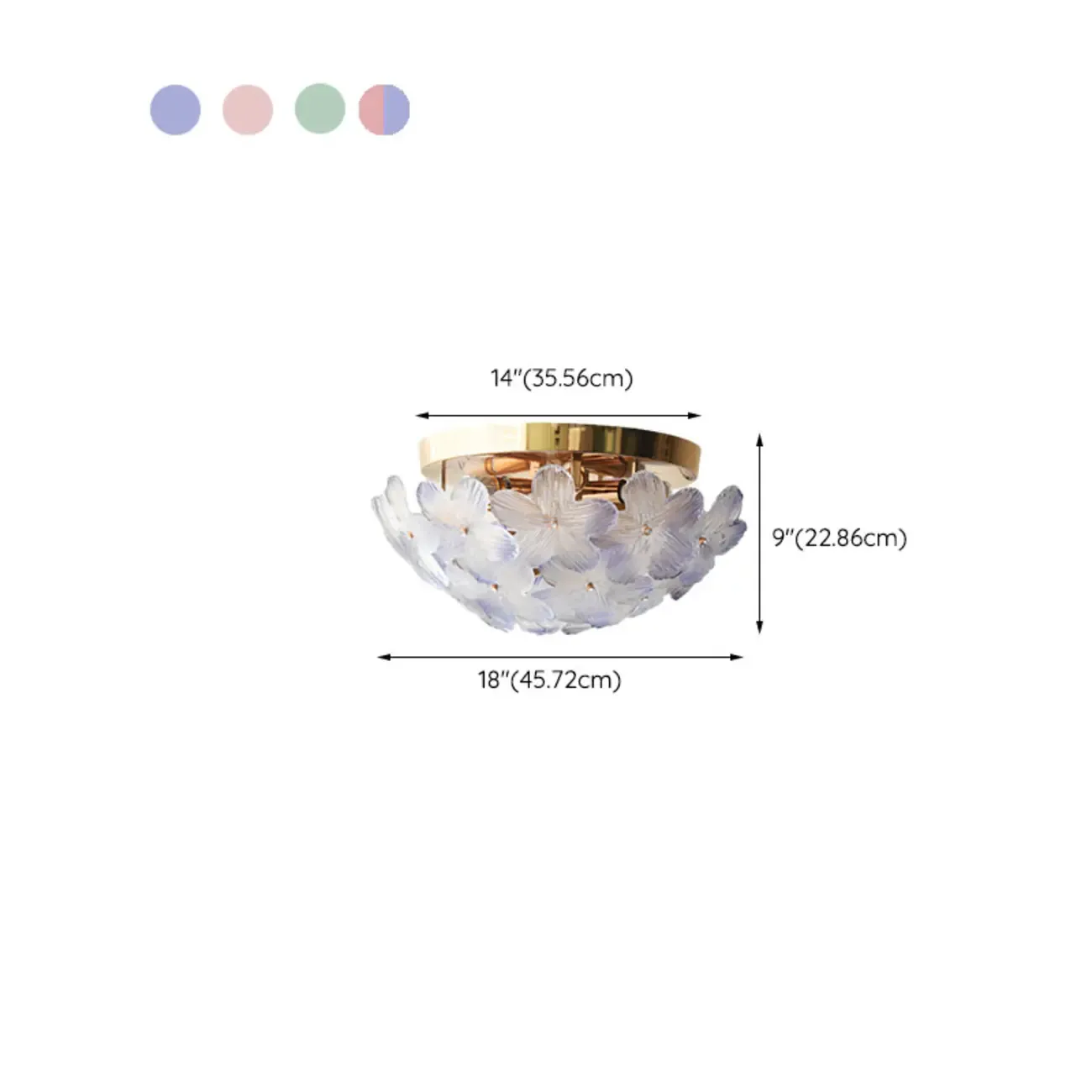 Modern Floral Glass Shade Round Gold Flush Ceiling Light Image - 30