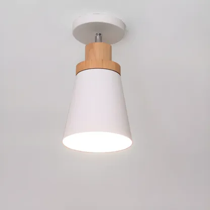 Green Cylinder Iron Modern Semi Flush Mount Ceiling Light