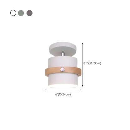 Green Cylinder Iron Modern Semi Flush Mount Ceiling Light