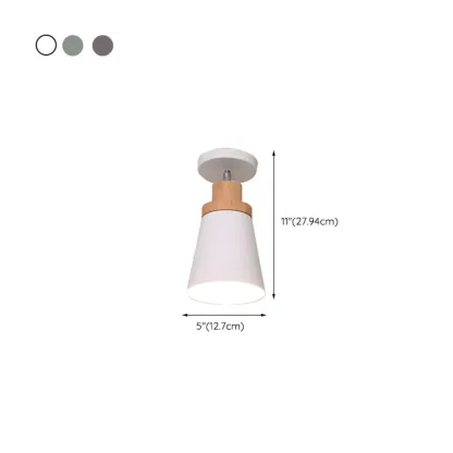 Green Cylinder Iron Modern Semi Flush Mount Ceiling Light