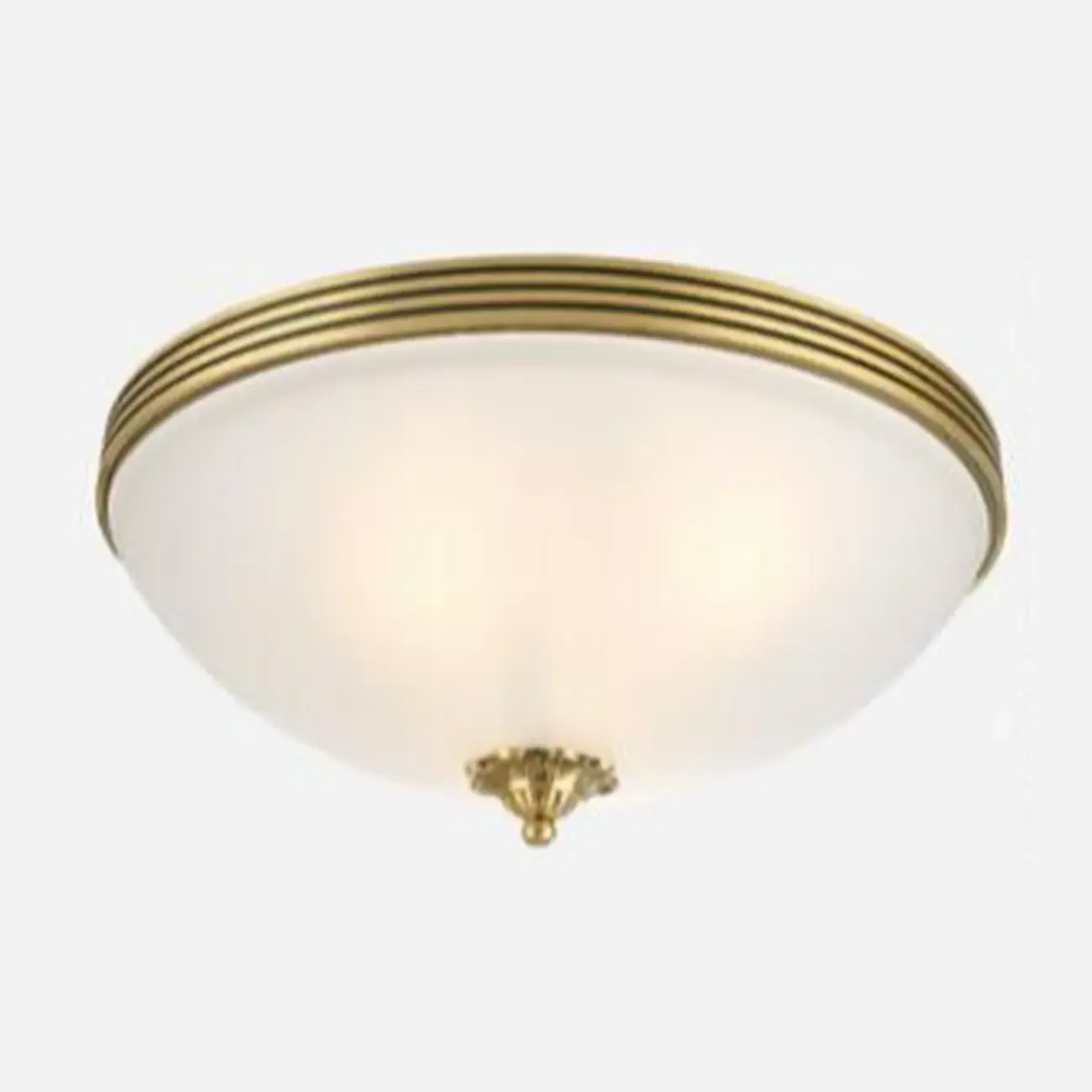 Victorian White Glass Brass Dome Flush Mount Light Image - 6