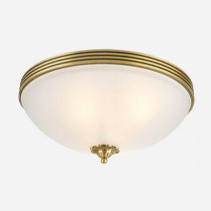 Victorian White Glass Brass Dome Flush Mount Light