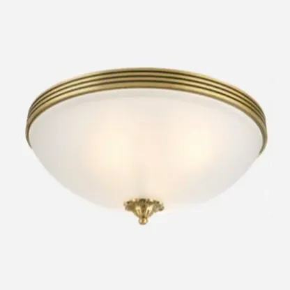Victorian White Glass Brass Dome Flush Mount Light Image - 6