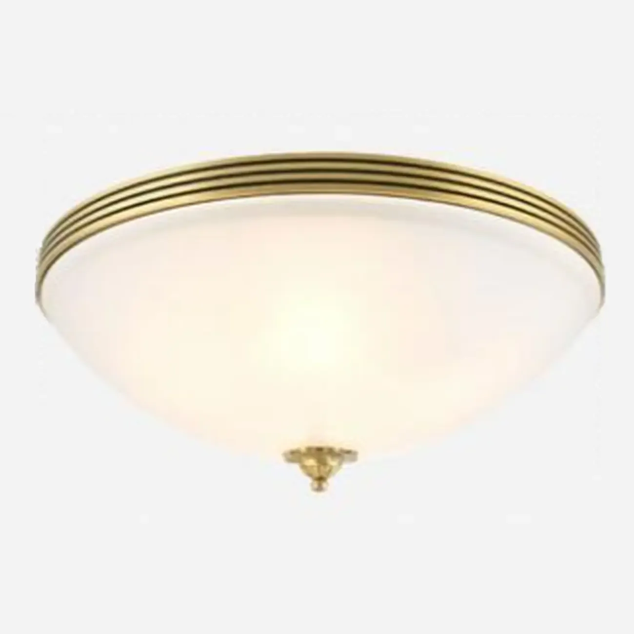 Victorian White Glass Brass Dome Flush Mount Light Image - 7