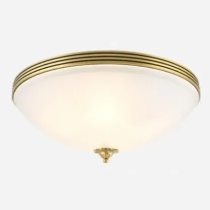 Victorian White Glass Brass Dome Flush Mount Light Image - 7