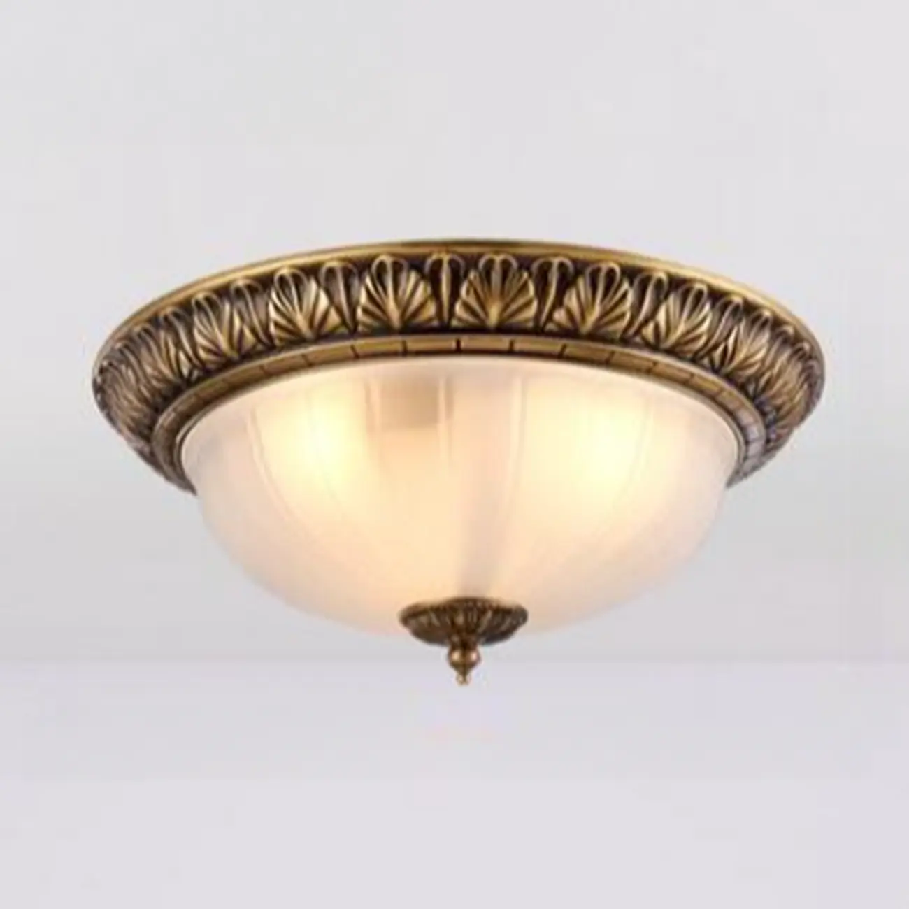 Victorian White Glass Brass Dome Flush Mount Light Image - 8 | homeyfad
