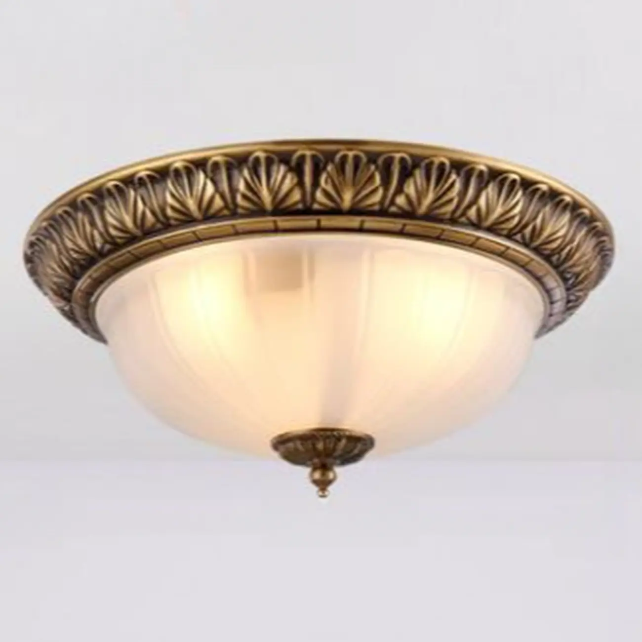 Victorian White Glass Brass Dome Flush Mount Light Image - 11 | homeyfad