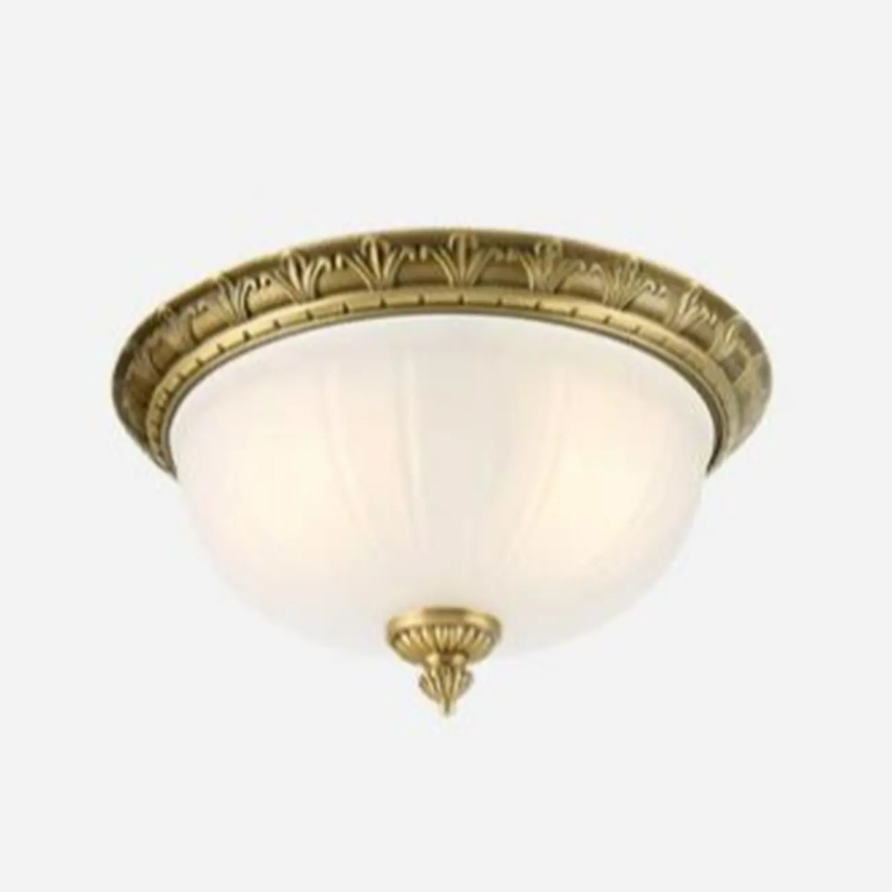 Victorian White Glass Brass Dome Flush Mount Light Image - 13 | homeyfad