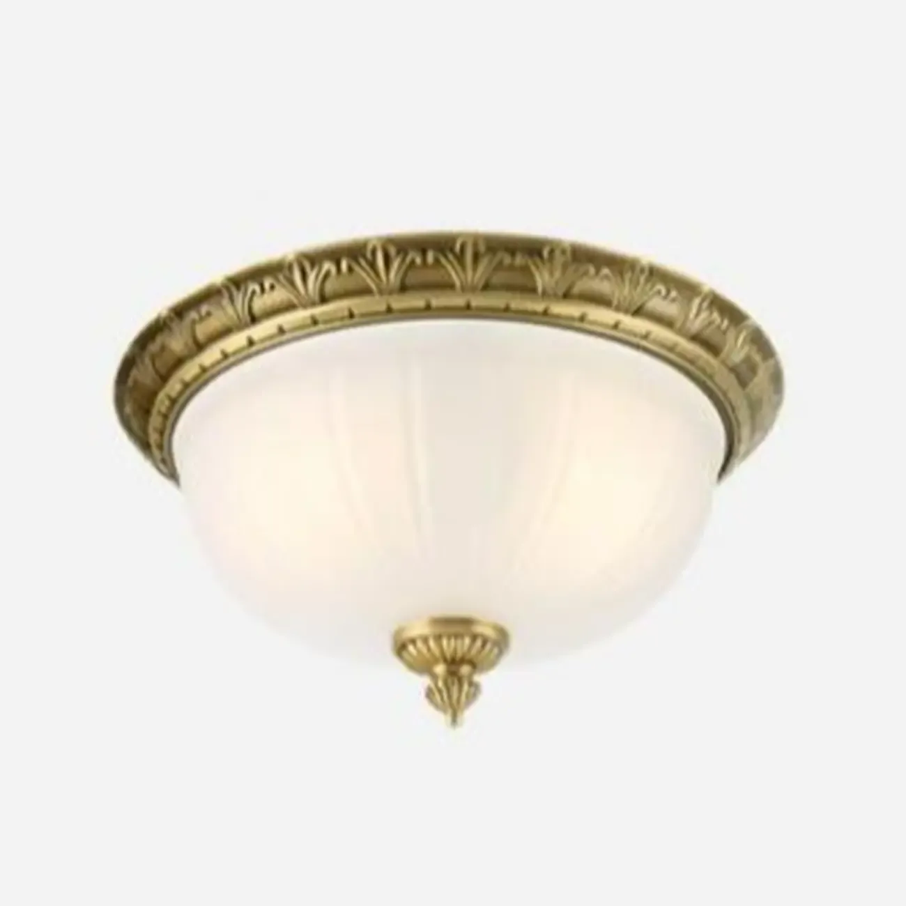 Victorian White Glass Brass Dome Flush Mount Light Image - 13