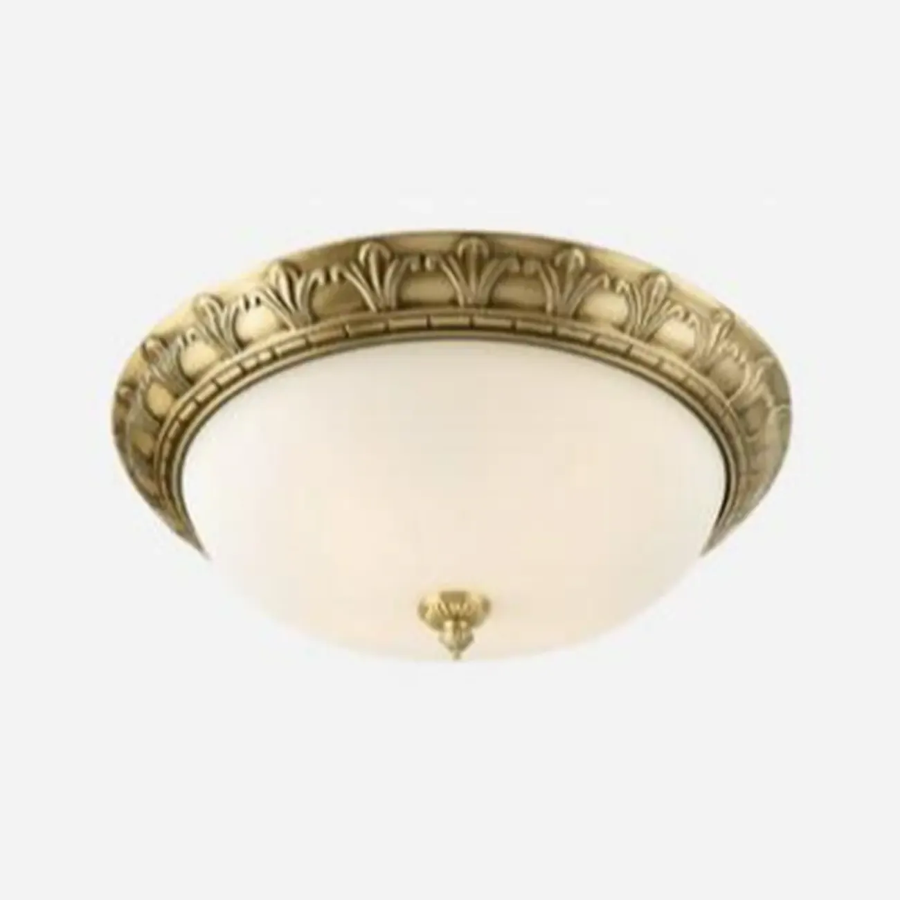 Victorian White Glass Brass Dome Flush Mount Light Image - 15