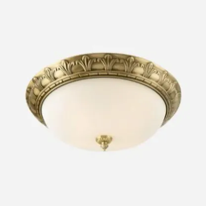 Victorian White Glass Brass Dome Flush Mount Light Image - 15