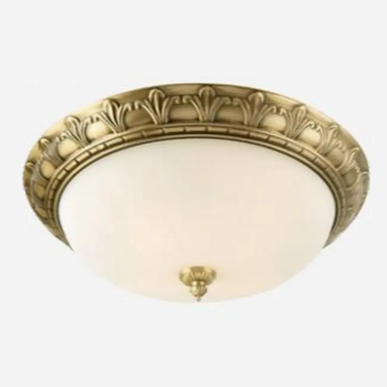 Victorian White Glass Brass Dome Flush Mount Light Image - 17