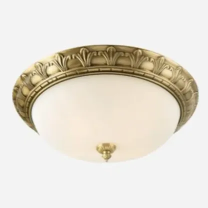 Victorian White Glass Brass Dome Flush Mount Light Image - 17