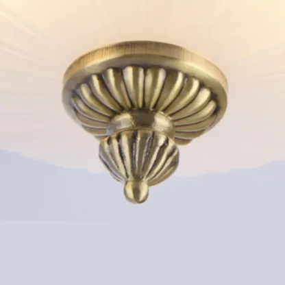 Victorian White Glass Brass Dome Flush Mount Light Image - 19
