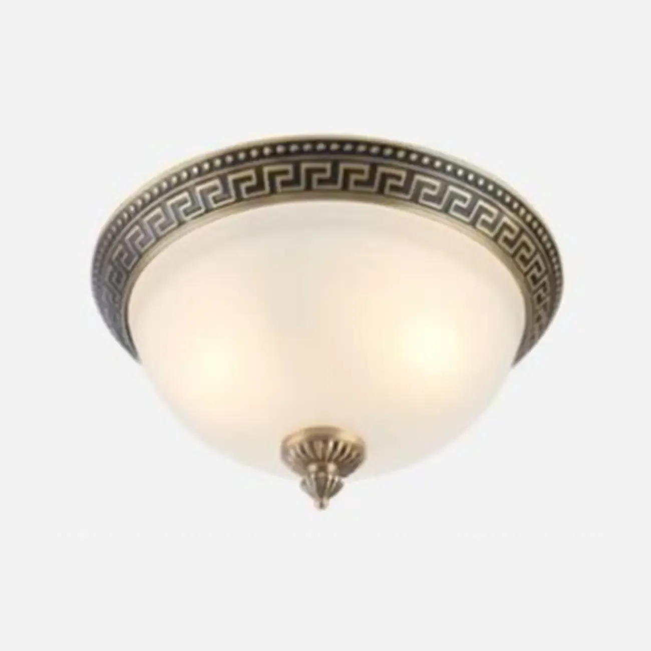 Victorian White Glass Brass Dome Flush Mount Light Image - 20