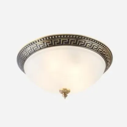 Victorian White Glass Brass Dome Flush Mount Light Image - 21